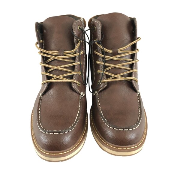 Goodfellow & Co Mens Jarret Boots Lace Up Faux Pebbled Leather Brown Size 11.5 - Picture 2 of 4